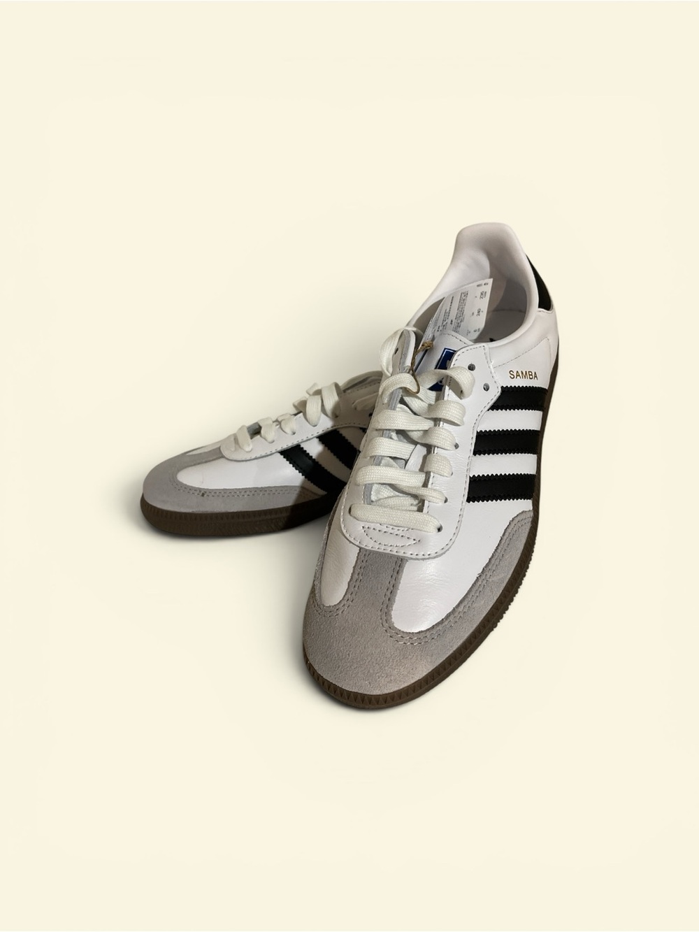 New in Box Adidas Samba Classic Sneaker in White, Black & Grey 6